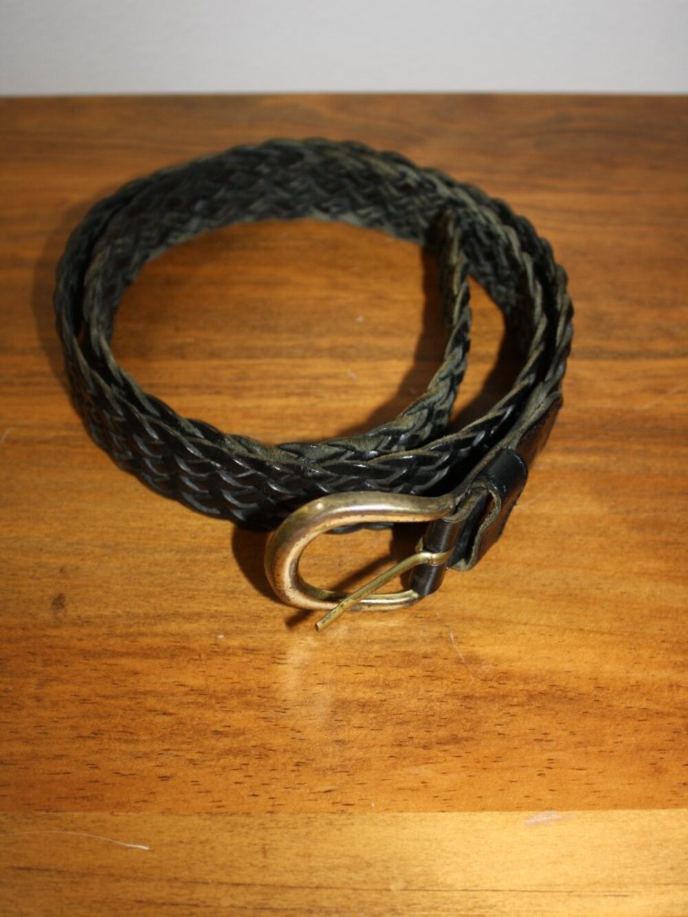 Men's Size 34 Black Braided Leather Belt